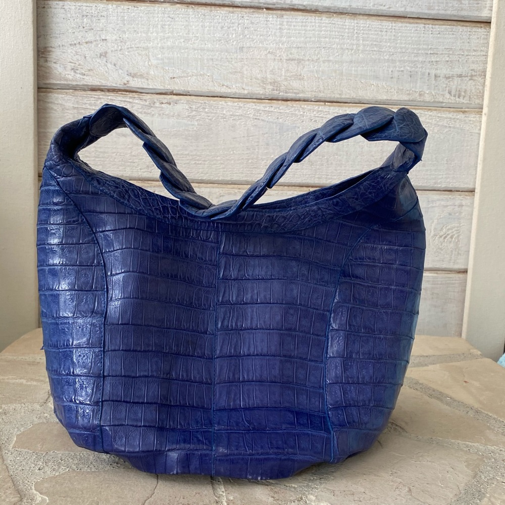 Blue alligator leather purse